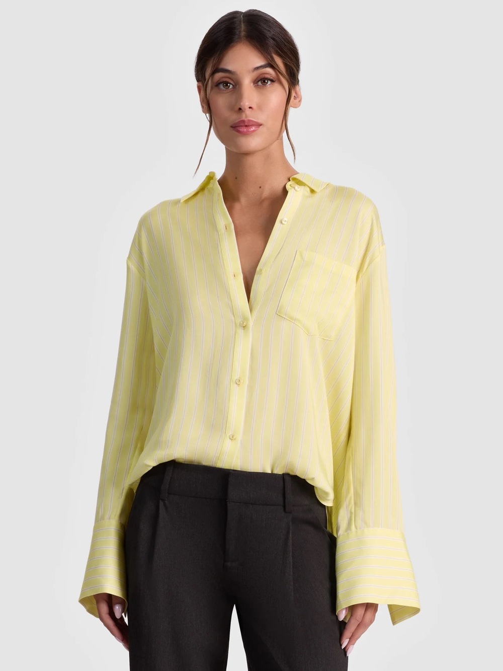 CRESCENDO STRIPE Yellow Striped Button-Down Shirt
